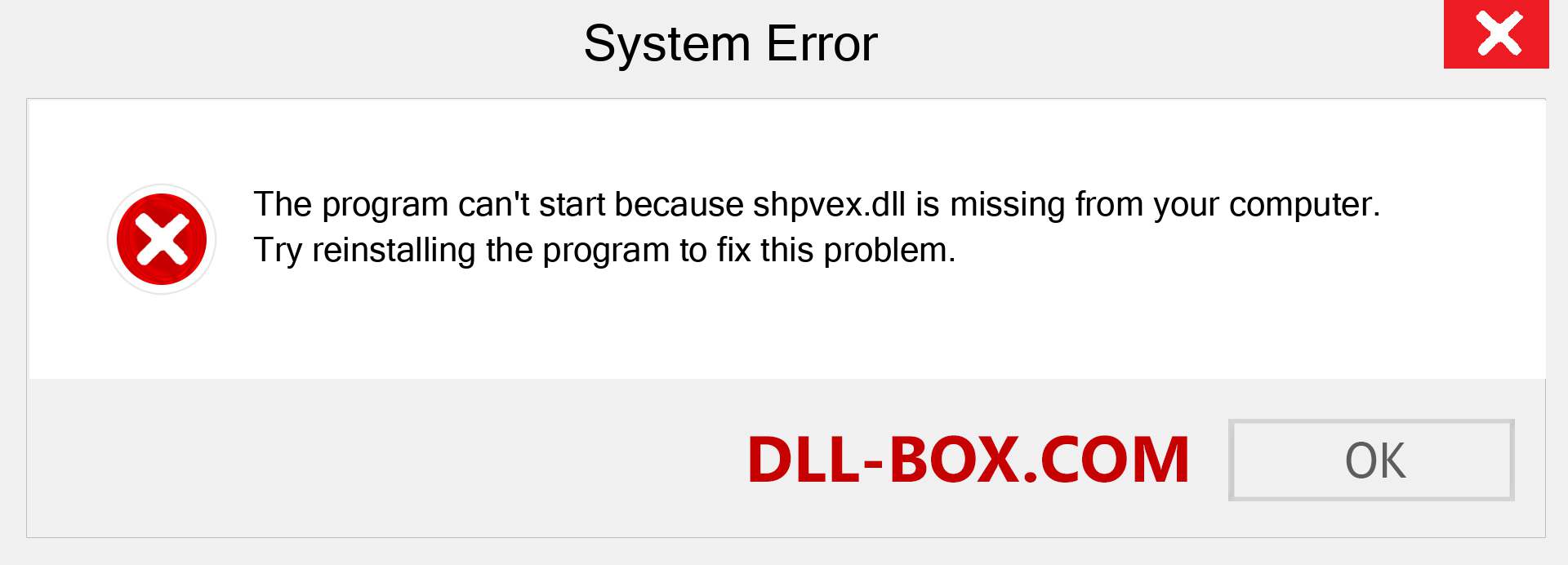  shpvex.dll file is missing?. Download for Windows 7, 8, 10 - Fix  shpvex dll Missing Error on Windows, photos, images
